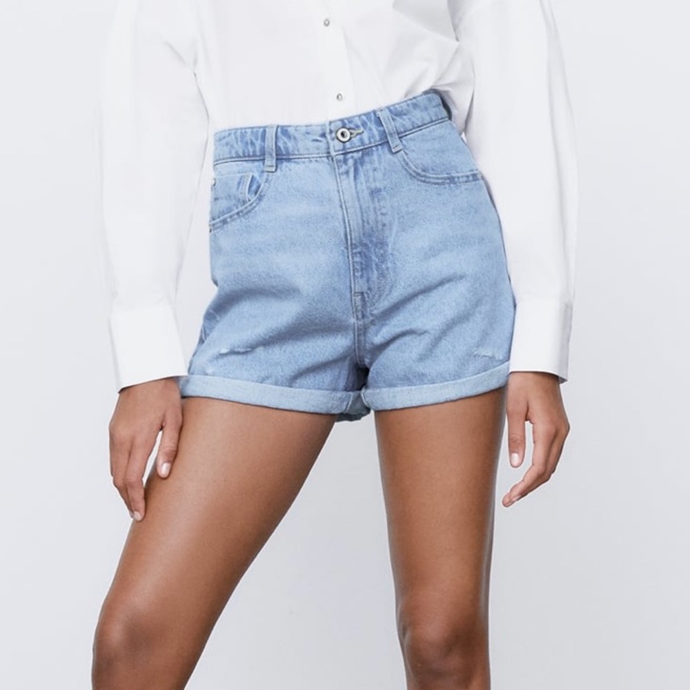 Zara Mom Fit Denim Shorts